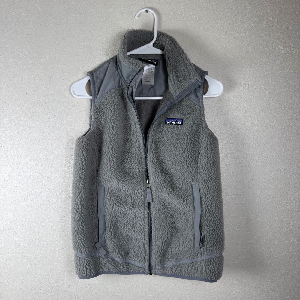 Patagonia Retro X Feather Fleece Vest Womens Small Grey Full Zip